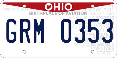 OH license plate GRM0353