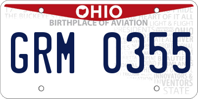 OH license plate GRM0355