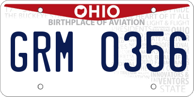OH license plate GRM0356
