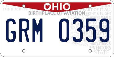 OH license plate GRM0359