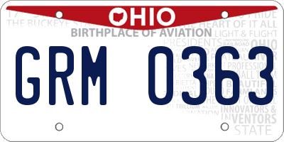 OH license plate GRM0363