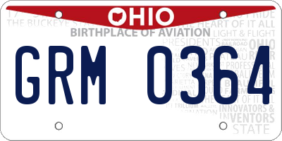 OH license plate GRM0364