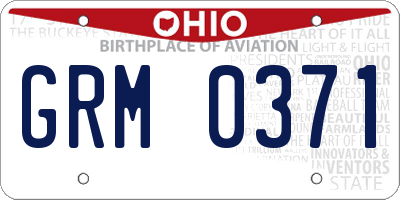 OH license plate GRM0371