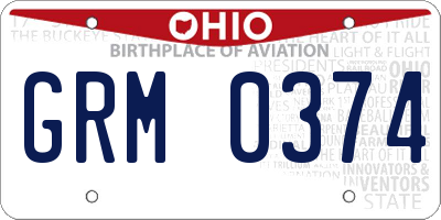 OH license plate GRM0374