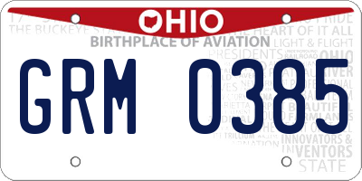 OH license plate GRM0385