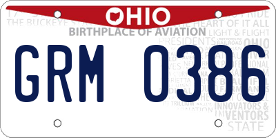 OH license plate GRM0386