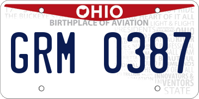 OH license plate GRM0387