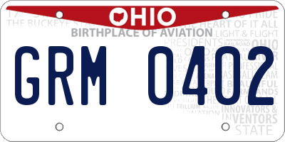 OH license plate GRM0402