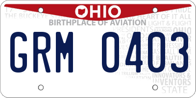 OH license plate GRM0403