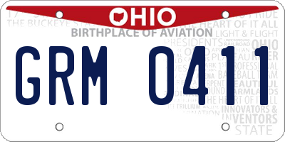 OH license plate GRM0411