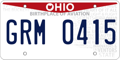 OH license plate GRM0415