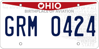 OH license plate GRM0424