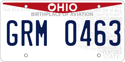 OH license plate GRM0463