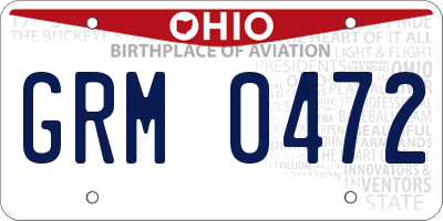 OH license plate GRM0472