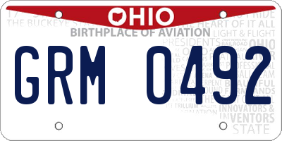 OH license plate GRM0492