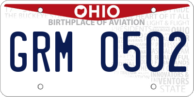 OH license plate GRM0502