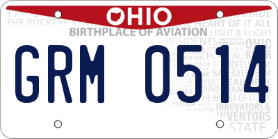 OH license plate GRM0514