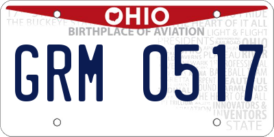 OH license plate GRM0517