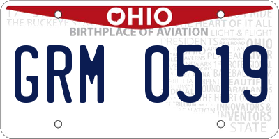 OH license plate GRM0519