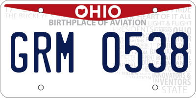 OH license plate GRM0538