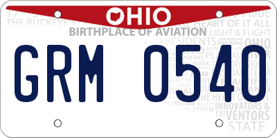 OH license plate GRM0540