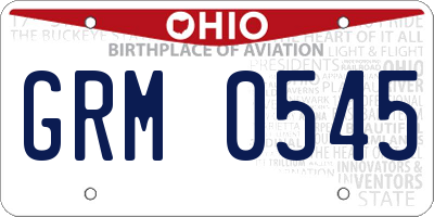 OH license plate GRM0545