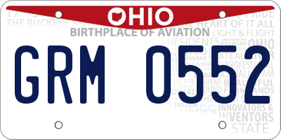 OH license plate GRM0552