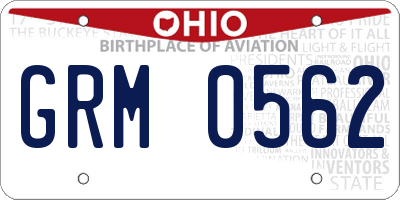 OH license plate GRM0562
