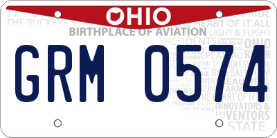 OH license plate GRM0574