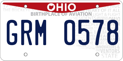 OH license plate GRM0578