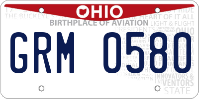 OH license plate GRM0580