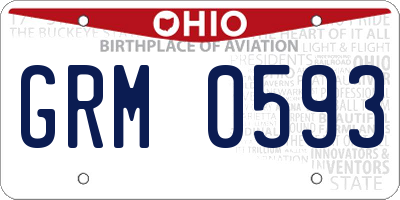 OH license plate GRM0593
