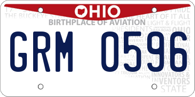 OH license plate GRM0596