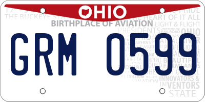 OH license plate GRM0599