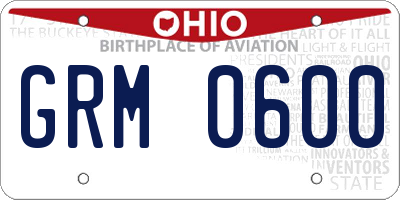OH license plate GRM0600