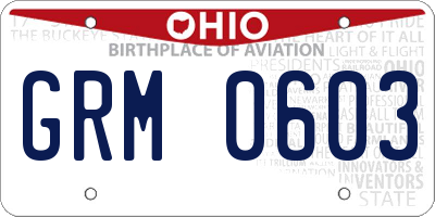 OH license plate GRM0603