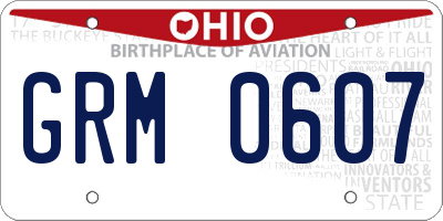 OH license plate GRM0607