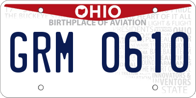 OH license plate GRM0610