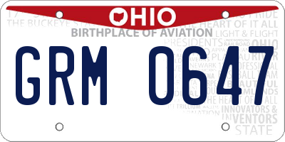 OH license plate GRM0647