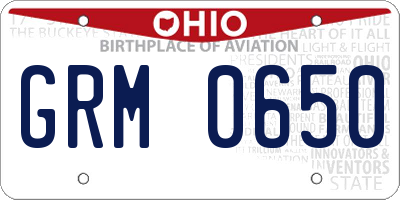 OH license plate GRM0650