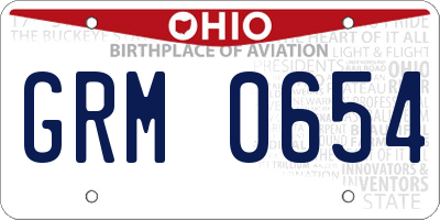 OH license plate GRM0654