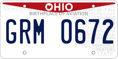 OH license plate GRM0672