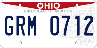 OH license plate GRM0712