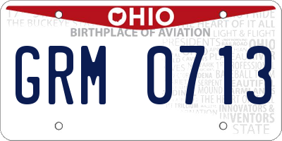 OH license plate GRM0713