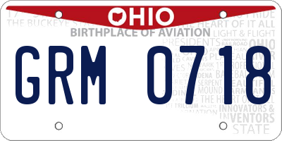 OH license plate GRM0718