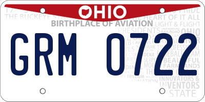 OH license plate GRM0722