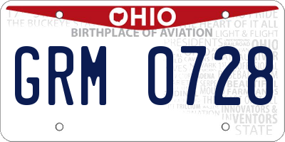 OH license plate GRM0728