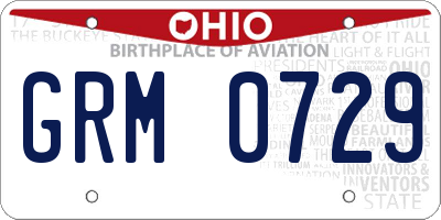 OH license plate GRM0729