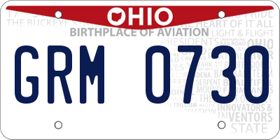 OH license plate GRM0730
