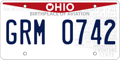 OH license plate GRM0742